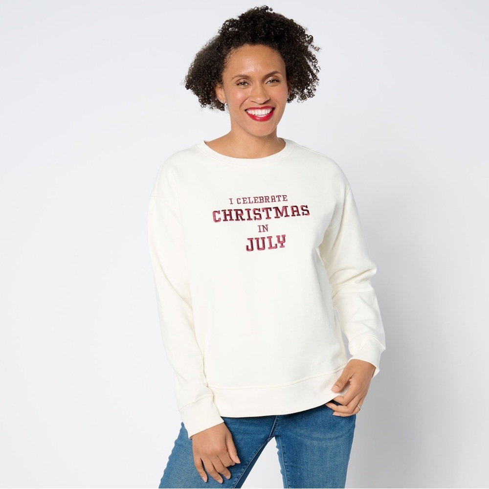 Studio Park Women's I Celebrate Christmas in July Crewneck Sweater